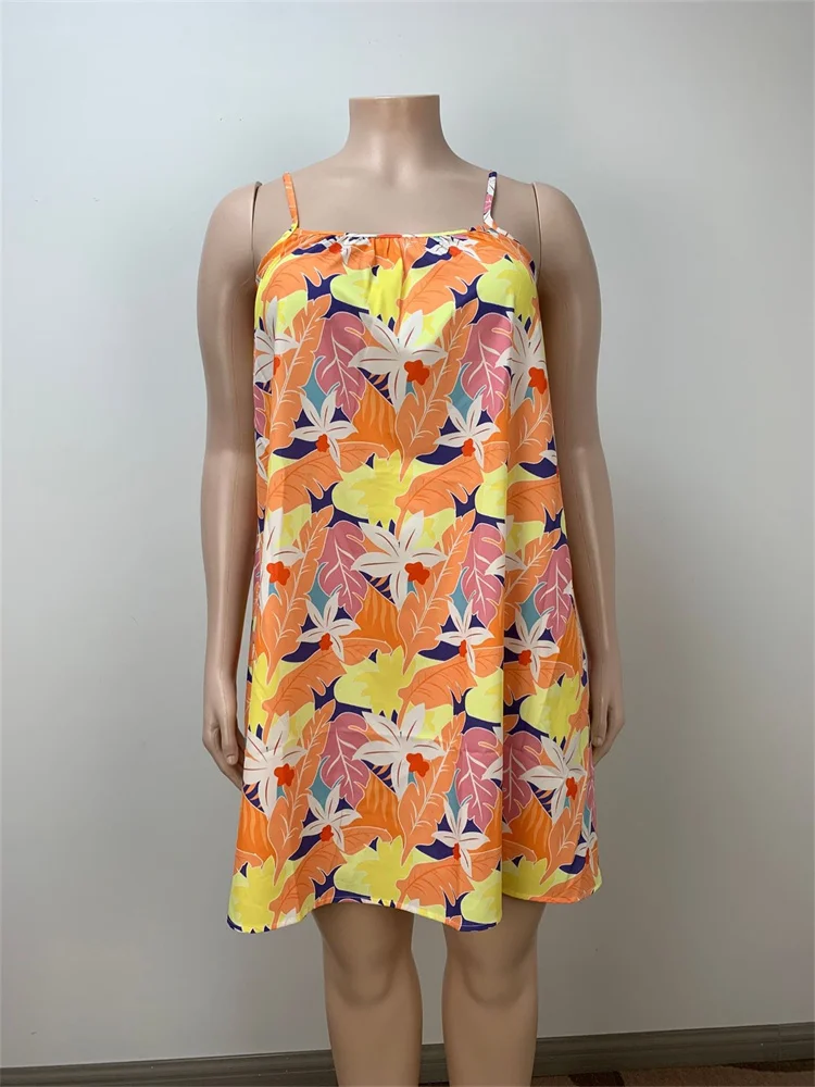 Wmstar Plus Size Dresses for Women Flower Printed Sleeveless Fashion Party Loose Stretch Maxi Dress Wholesale Dropshipping 2024