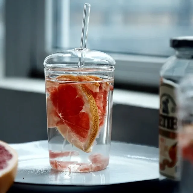 Glass Cup with Lid and Straw 5