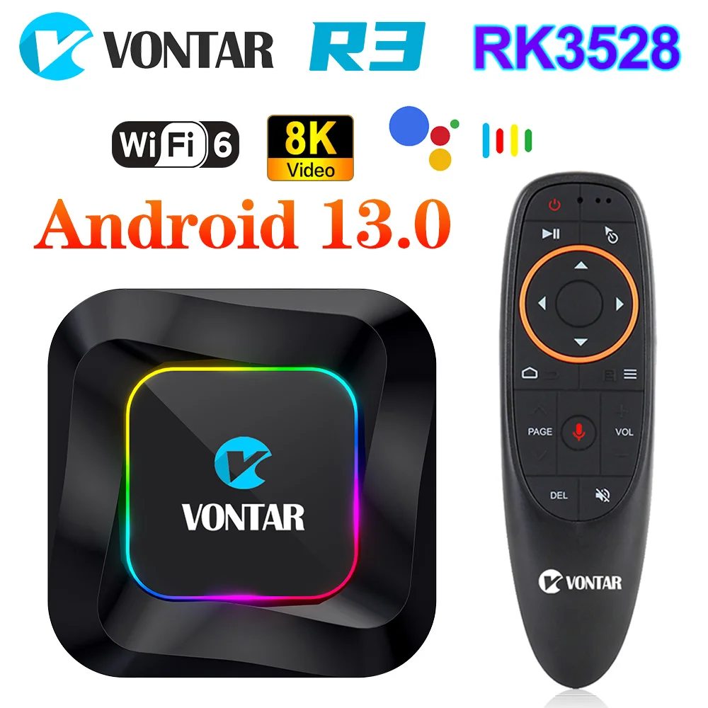 Vontar r3 tv Box Android 13 Rockchip Rk3528 Quad Core Cortex A53 4g 32g Suporte 8k Vídeo bt Wifi6 Media Player 2gb16gb 64gb 128g