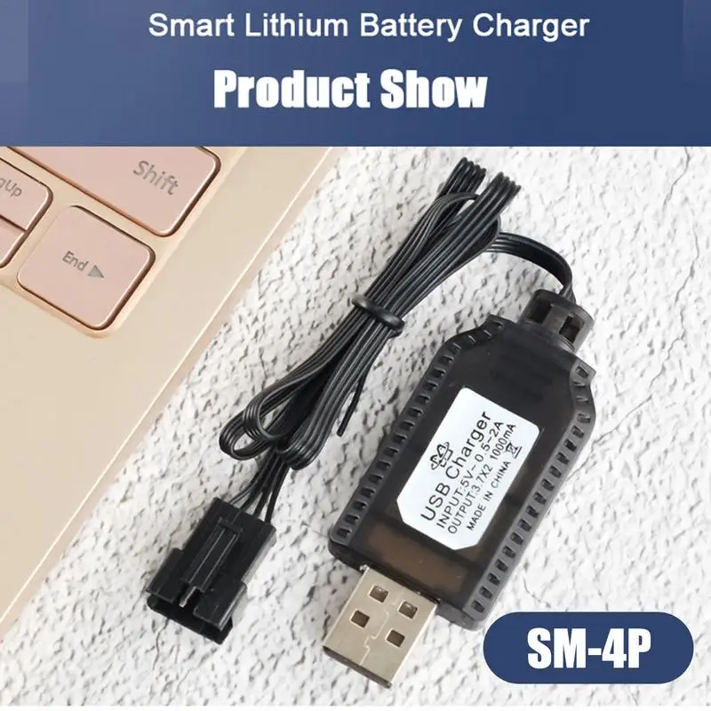 USB Lithium Battery Charger Connect SM-2P SM-3P SM-4P Lithium Batteries 7.4V 1000mA Fast Charging Cable For RC Toy Drone