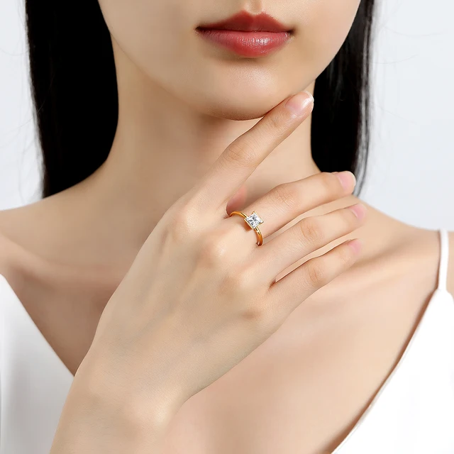 Princess Cut 1.0CT Moissanite Ring 14K Gold