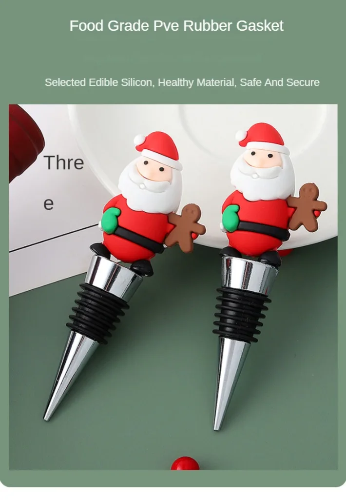 Wine Corks Christmas Series Santa Claus Wine Bottle Stopper Party Gift Christmas Bar Decor Sealed Fresh-keeping Wine Champagne Stopper