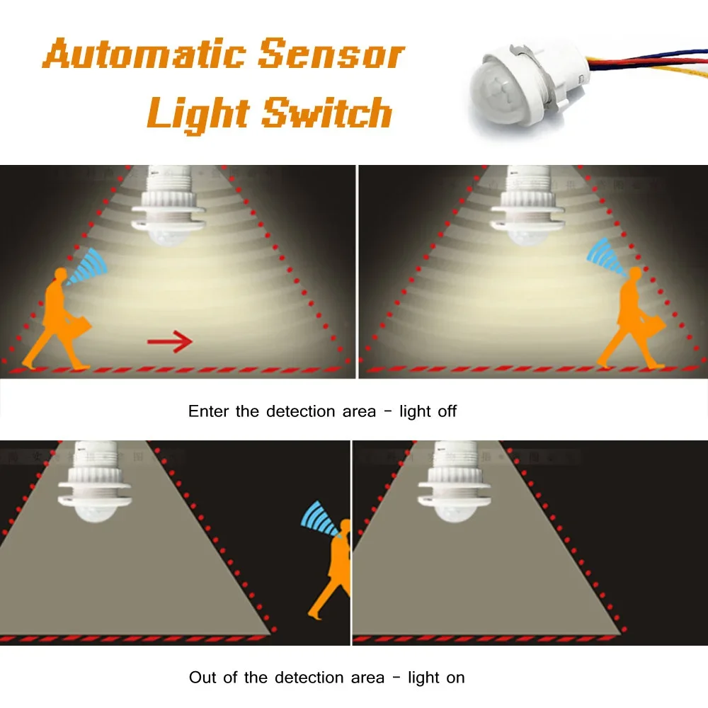 Smart Switch, Smart Light Switch, Motion Detector, Light Sensor Switch, Smart Motion Sensor Light, Motion Sensor 110V 220V LED PIR Infrared Motion Sensor Detection Automatic Sensor Light Switch PIR Detector Smart Switch