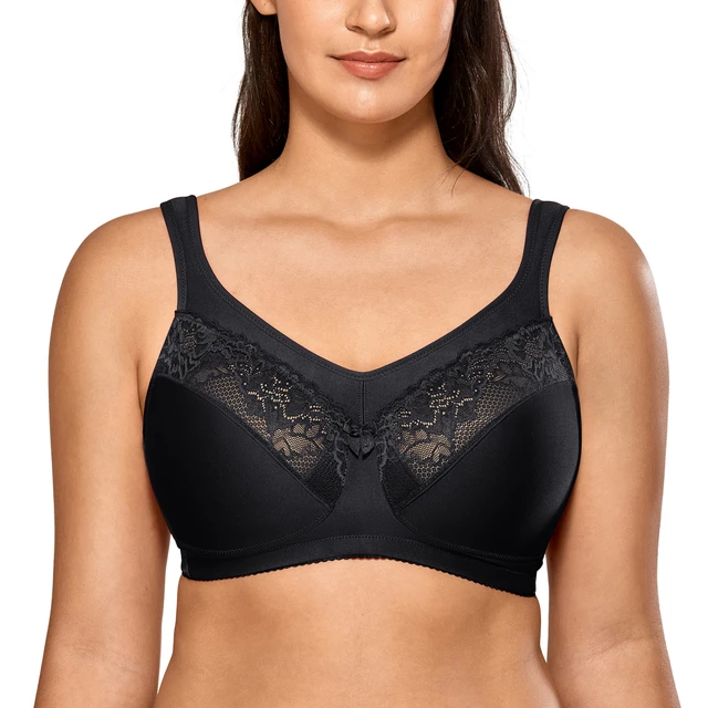 Women'S Lace Wireless Thin Padded Bra With Anti-Slip Design For Large Busts