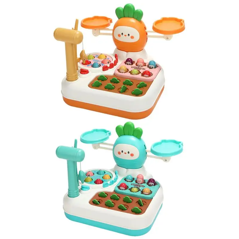 

Toddler Carrot Toy 4 in 1 Balance Scale Whack Mole Carrot Pulling Toy Educational Early Learning Toys For kids games Accessories