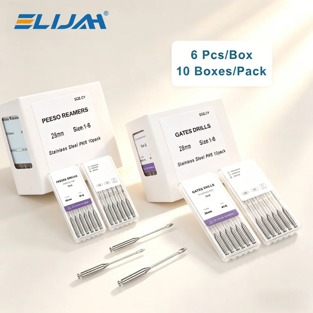 Dental 60 Stück ELIJAH 28/32mm Glidden Rotierende Dentalmotor-Endodontie-Bohrer aus Edelstahl für Zahnmedizin
