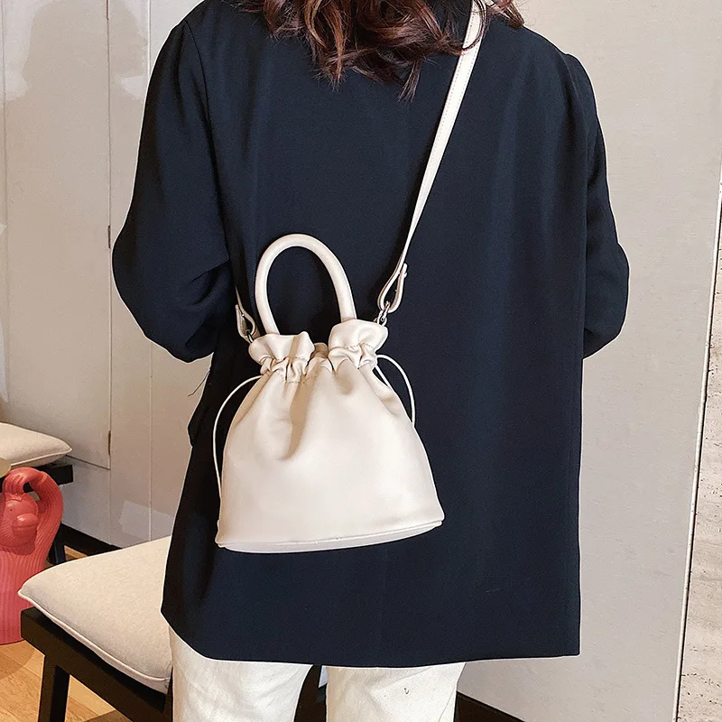 Japanese mini drawstring bucket bag simple portable shoulder bag