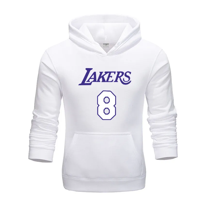 thumbnail image 1 of Sudadera con capucha con estampado de letras y números de LAKERS 8 para hombre, estilo hip hop, cuello redondo, para la calle, con bolsillo y forro polar, 1 of 4