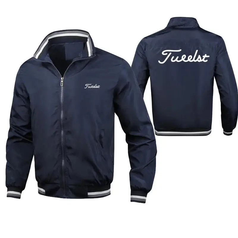 Spring and Autumn Men's Golf Brand Printed Standing Neck Casual Zipper Jacket Outdoor Sports Coat Windbreaker Windproof