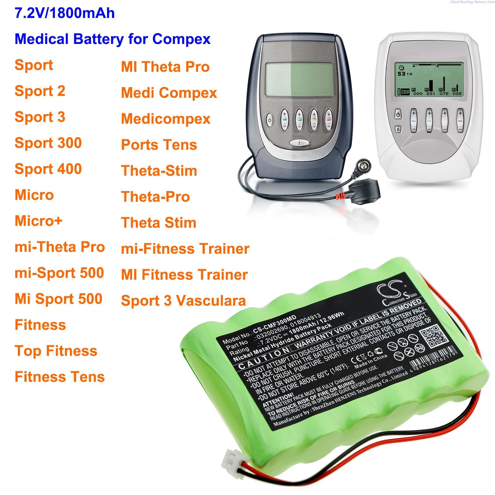 Cameron Sino 1800mAh Battery for Compex Medi Compex,Ports Tens,Sport  3,Sport 400,Fitness Tens,Top Fitness,Medicompex,Sport 2|Digital Batteries|  - AliExpress