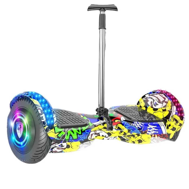 10 Inch Intelligent Electric Balance Vehicle With Hand Lever Children's Inflatable Luminous Wheel Dual Wheel Balance Scooter