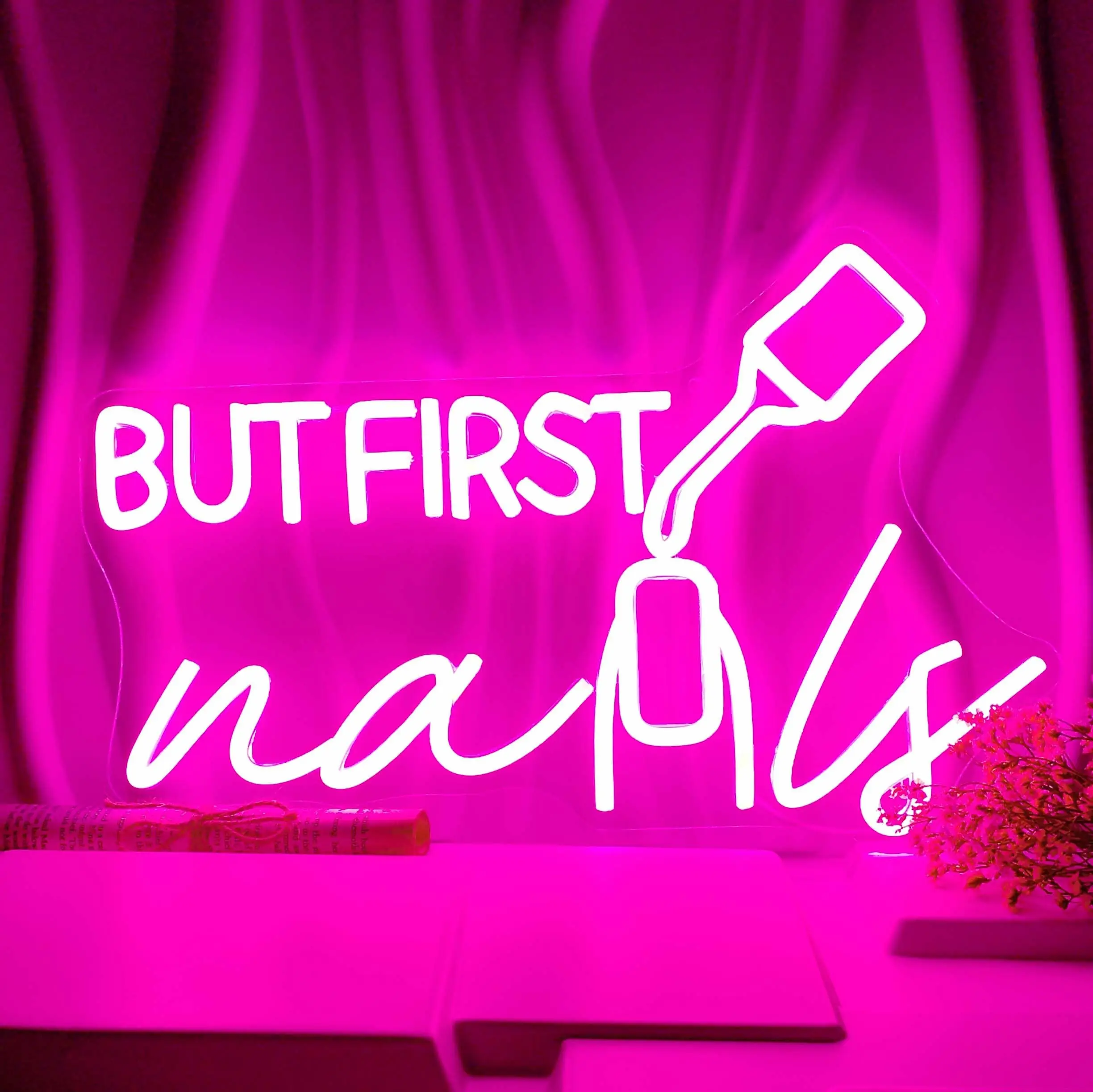 But First Nails Neon Led Sign Beauty Salon Nails Room Decor Wall