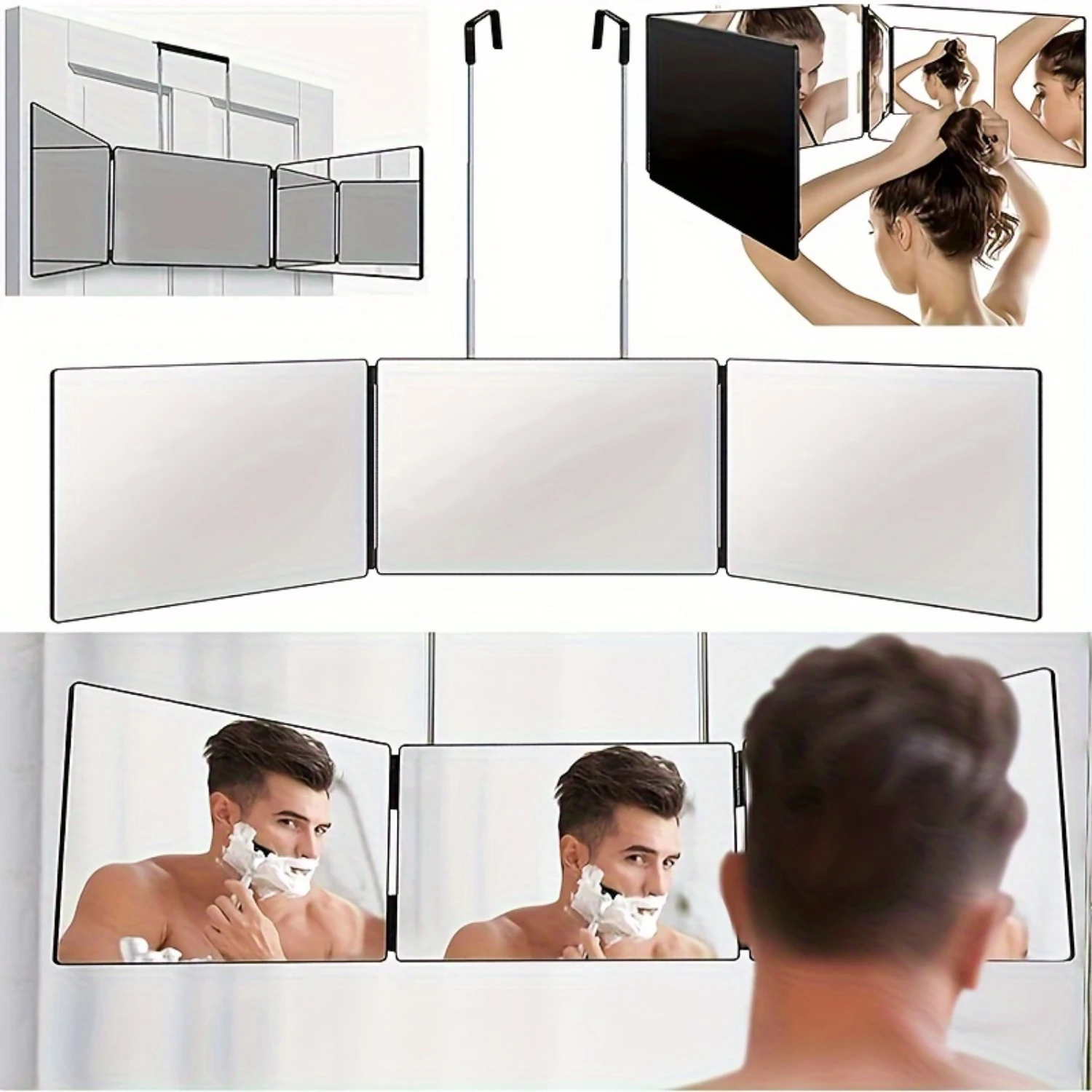 Adjustable Portable Hair Styling Mirror for Grooming, Coloring, and Makeup 1pc Travel-Friendly Trifold Perfect