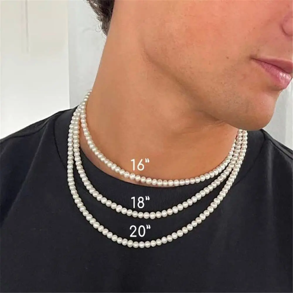 

Pearl Necklace Men Simple Handmade Strand Bead Necklace Choker 2023 Trendy Men Jewelry for Women Girls Wedding Banquet Necklaces