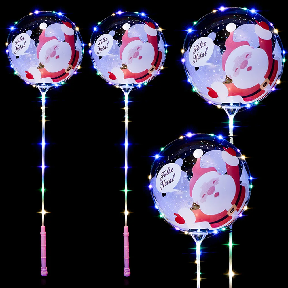 1/10/20 Packungen Weihnachts-LED-Leucht-BoBo-Ballon-Set mit Cartoon-Weihnachtsmann-Motiv, 20'' blinkende BoBo-Bubble-Ballon-Geschenksets