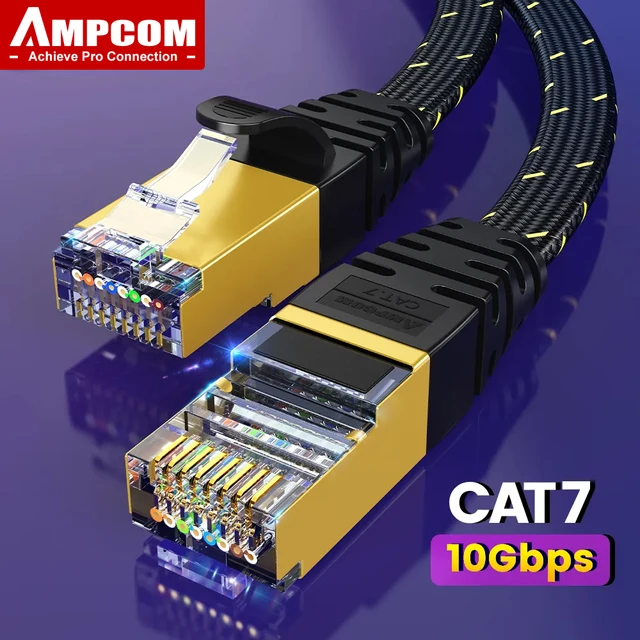 cable Ethernet Cat7, câble plat Lan SFTP rond RJ45, câble réseau CAT7