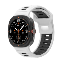 Dual - Tone Sports Silicone Watch Strap - Soft Loop Band, No Gaps for Ultra2 - Ultra 47mm (White Black)