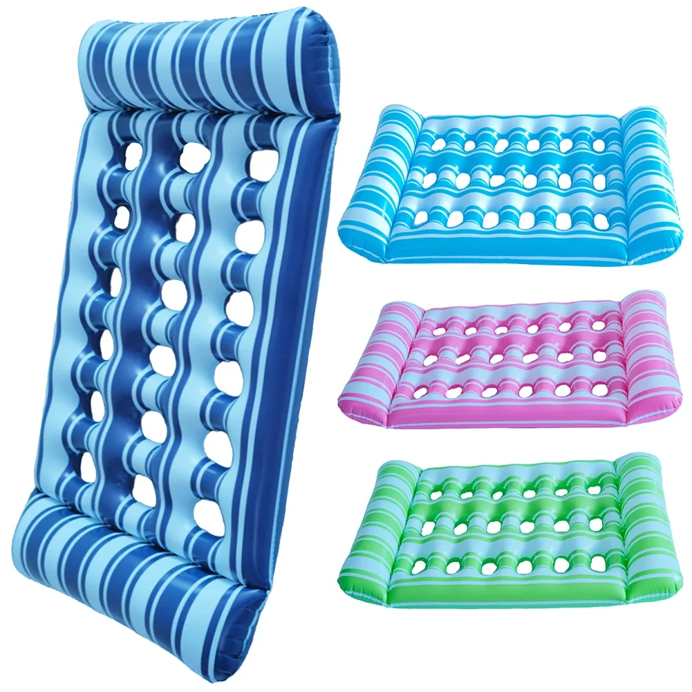 Inflatable Water Sleeping Bed PVC Floating Lounger Air Mattress Foldable Swimming Pool Air Mattress for Swimming Pool Party