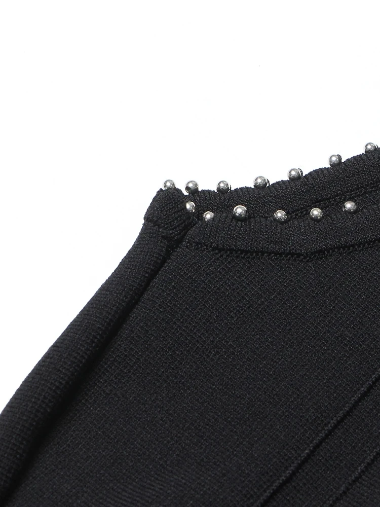 فستان نسائي مزين بمشاعل مزخرف أنيق ، رقبة مستديرة...