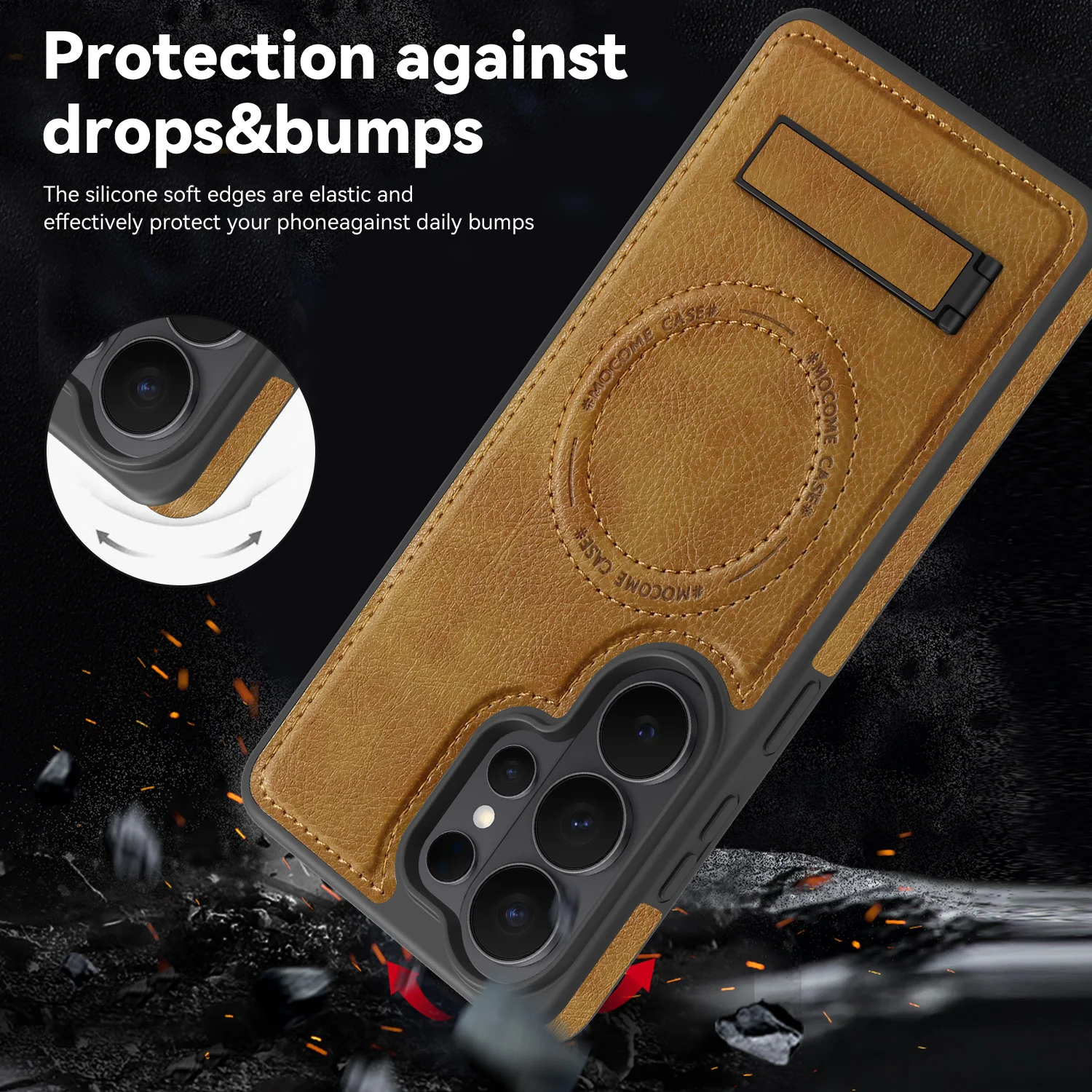 Deluxe Leather Magnetic Phone Case with Business Stand Bracket