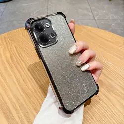 Gradient Glitter Shockproof Silicone Phone Case Cover for OPPO Reno 13Pro (Black)