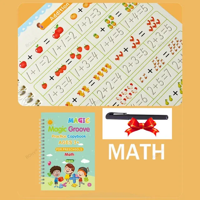 Libro Magico Di Scrittura Per Bambini 3-8 Anni – Quaderni Riutilizzabili Con Scanalature, Penna Ergonomica, Inchiostro Che Scompare