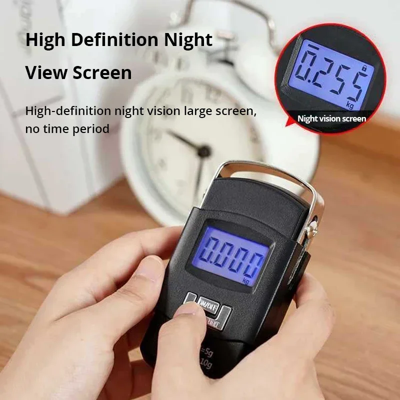 Black 50kg Portable Luggage Scale LCD Digital Display