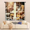 2 pcs, filtering curtains (excluding rods, non-movable, without batteries) A warm bread and pastry design with a rustic baking 2
