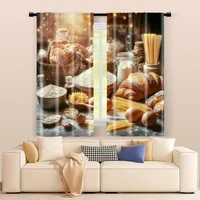 2 pcs, filtering curtains (excluding rods, non-movable, without batteries) A warm bread and pastry design with a rustic baking 2