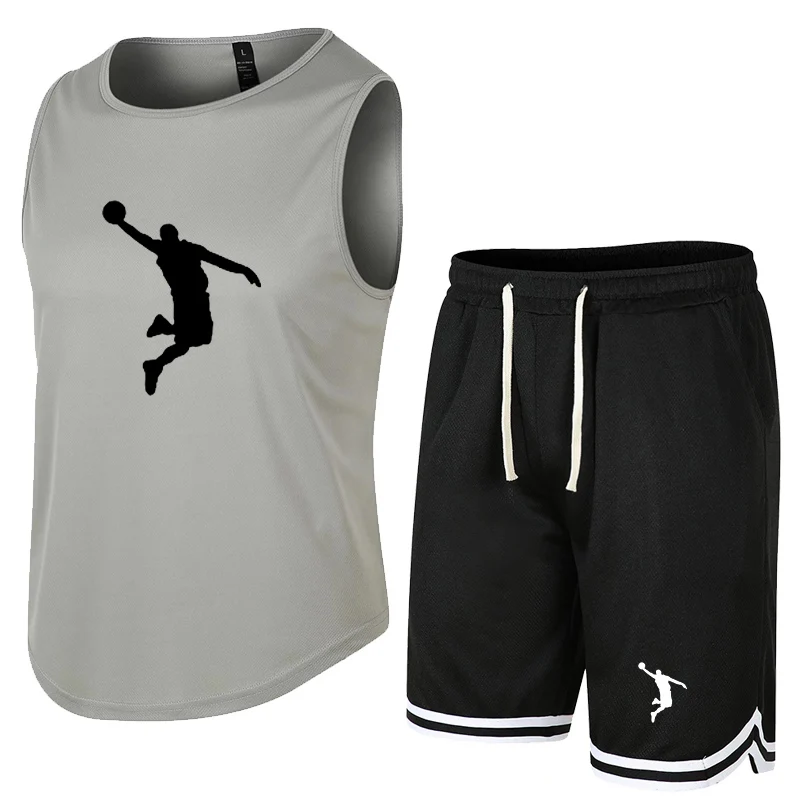 Summer Sleeveless Vest Sports Shorts Set Breathable Pants Fitness Competition Training Basketball Suit sports suit sports set tracksuit set outdoor suit set shirt and shorts set hawaiian shirt and shorts set men denim jacket pants set