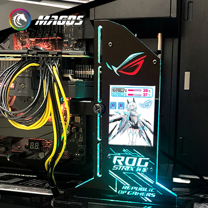 Polegadas Display Vertical Gpu Suporte para pc Gamer Gabinete Led Monitor de Tela Decorativa Suporte Placa Gráfica Bracket 5v Argb 2.4 - Imagem 2