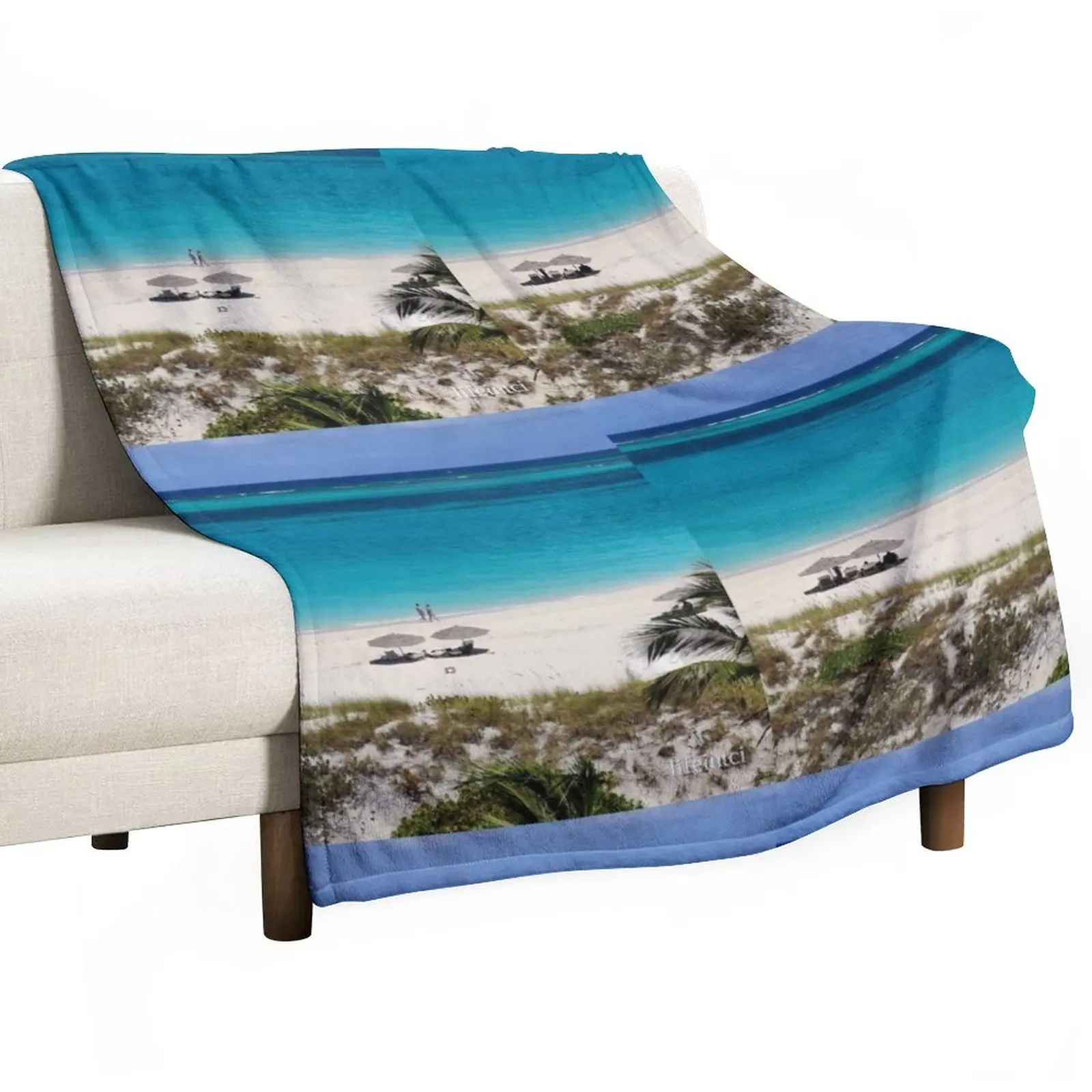 

Grace Bay Beach Throw Blanket Flannel Fabric Thermal Giant Sofa manga Blankets