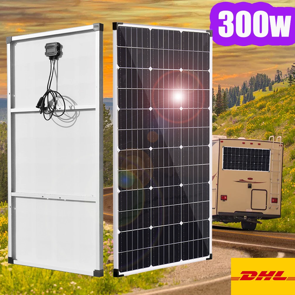 Kit Pannello Solare Da 100W Con Telaio In Alluminio, Per Camper Barca E Auto, Ricarica Batteria 12V, Resistente Alle Intemperie