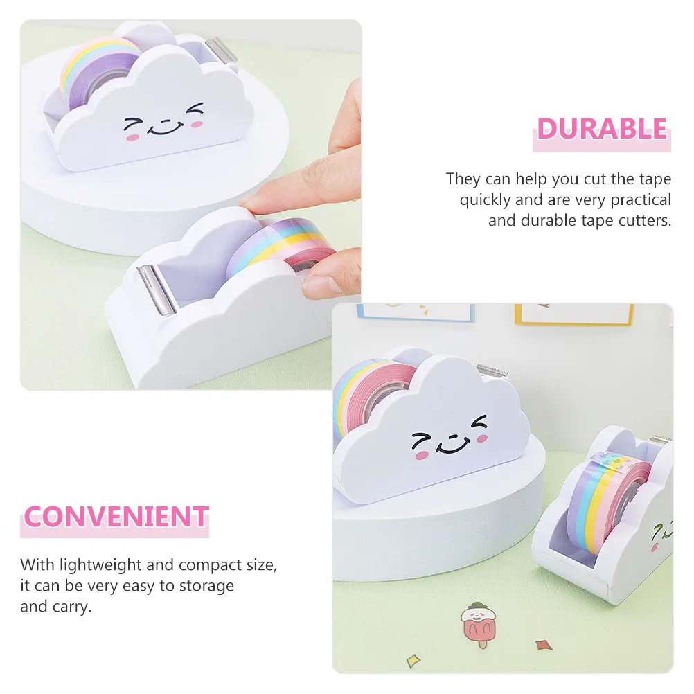 Tape Dispenser Washi Rainbow Paper Roll Holder Desk Cute Desktop Office Cloud Cutting Masking Adhesive Cartoon Supplies Machine images - 6