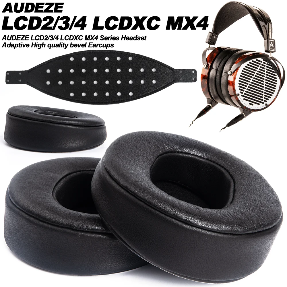Winkelgeschliffene Ohrpolster für AUDEZE LCD2/LCD3/LCD4 LCDXC MX4 Kopfhörer aus perforiertem Schafsfell-Lammleder mit Memory-Schaumstoff-Abdeckungen