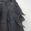YEAE Ms. 2025 Spring New Irregular Structure Niche Design Bat Wings Pull Jeans 4