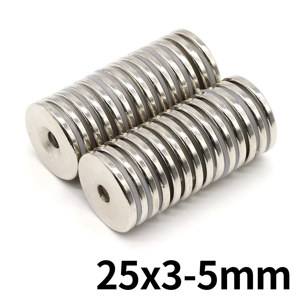 Neodymium Magnets 5/10 Pcs 25x3-5 25mm X 3mm Hole 5mm NdFeB N35 Round