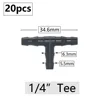 20pcs 3mm 4mm Garden Hose Barb Connector Drip Irrigation 1/4'' & 1/8'' Tube Hose Fitting Tees Cross Eng Plug Barb Accessories 4