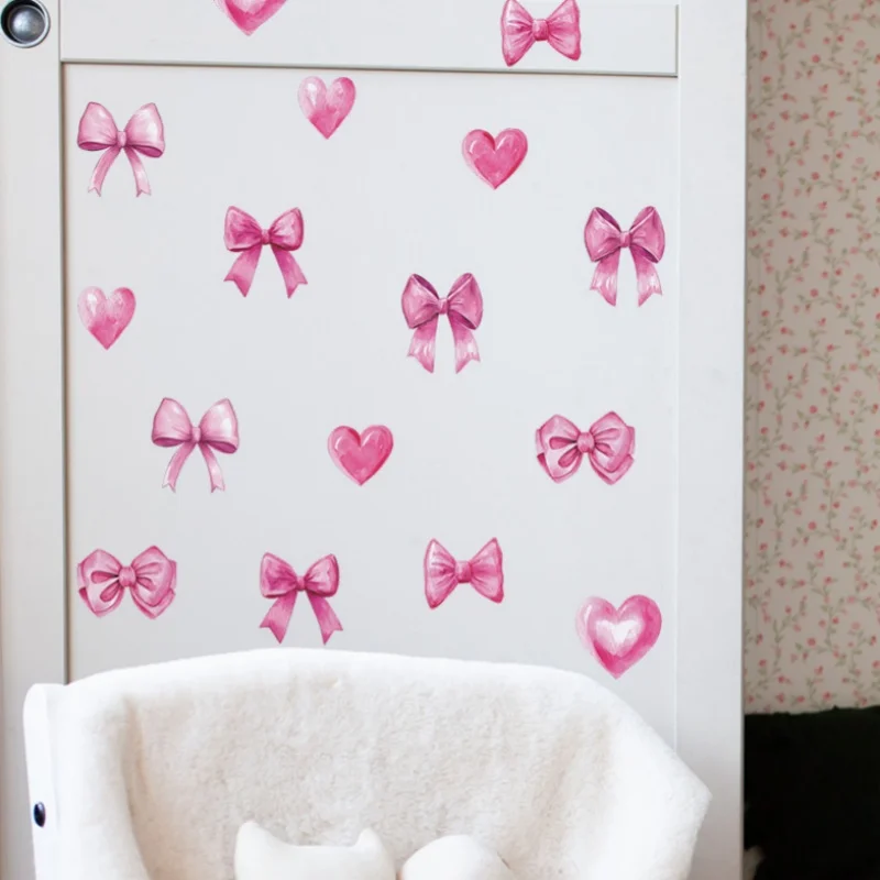lasuroa Adesivo da Parete con Fiocco Grande, 90x30cm Decorazione da Parete con Fiocco Decalcomanie per Camera Letto Rosa Decorazione Estetica Dolce per Camera Letto Festa a Tema Rosa