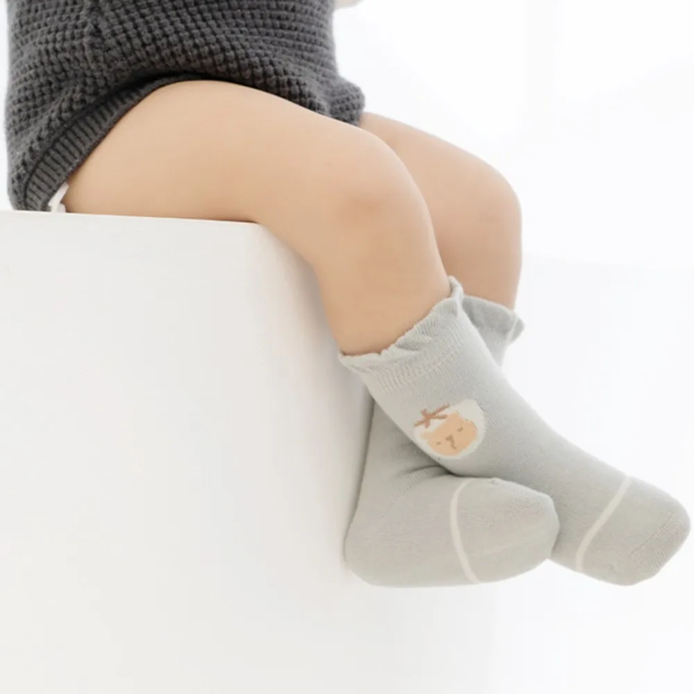 3 Pairs Toddlers Girls Frilly Socks Soft Cotton Baby Ankle Sock Flower Pattern Children Socks Anti Slip Infant Floor Sock 0-5Y