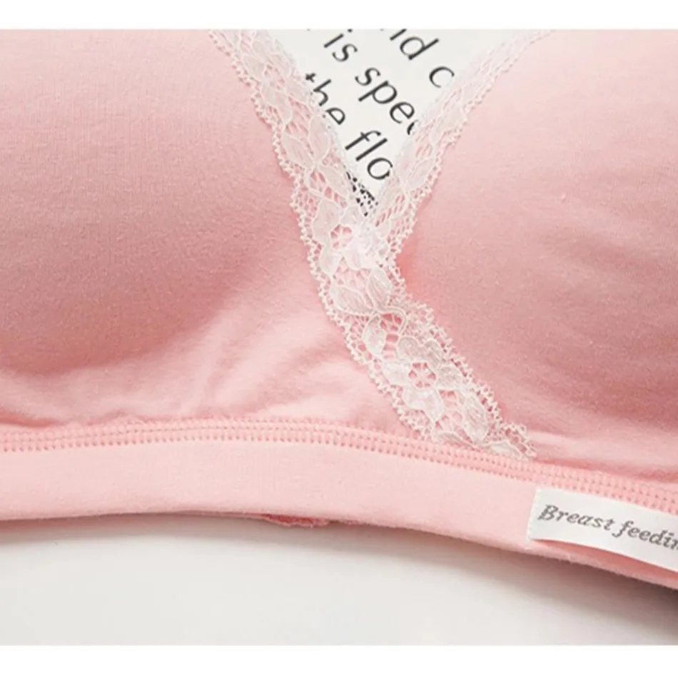 Maternity Lacating Nursing Bras without Underwire Soft Comfortable Gathering Anti Sagging Adjustable Buttons Soutien Allaitement 5