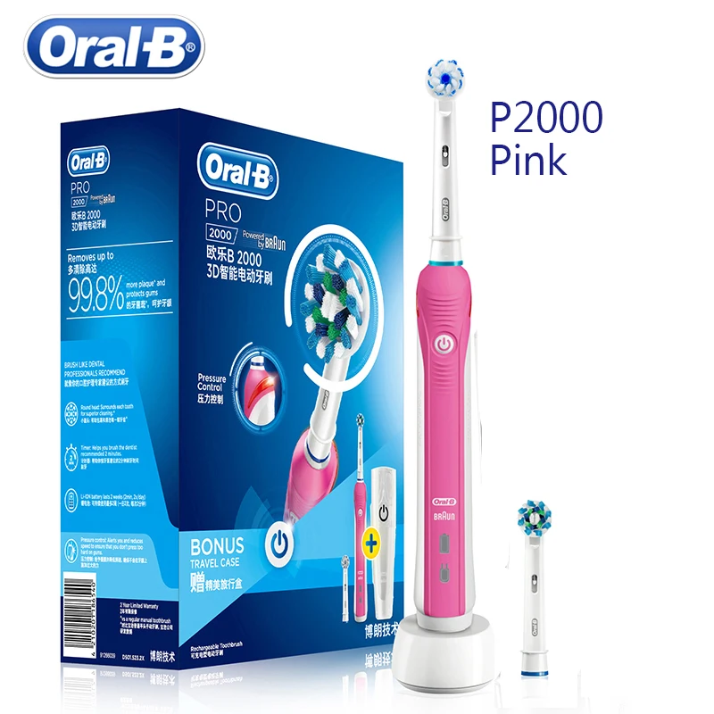 

Oral B 3D Pro 600 Электрическая зубная щётка с вращением по звуку, датчик давления, 2 функции очистки, Индуктивная зарядка D20524 и насадки для кистей
