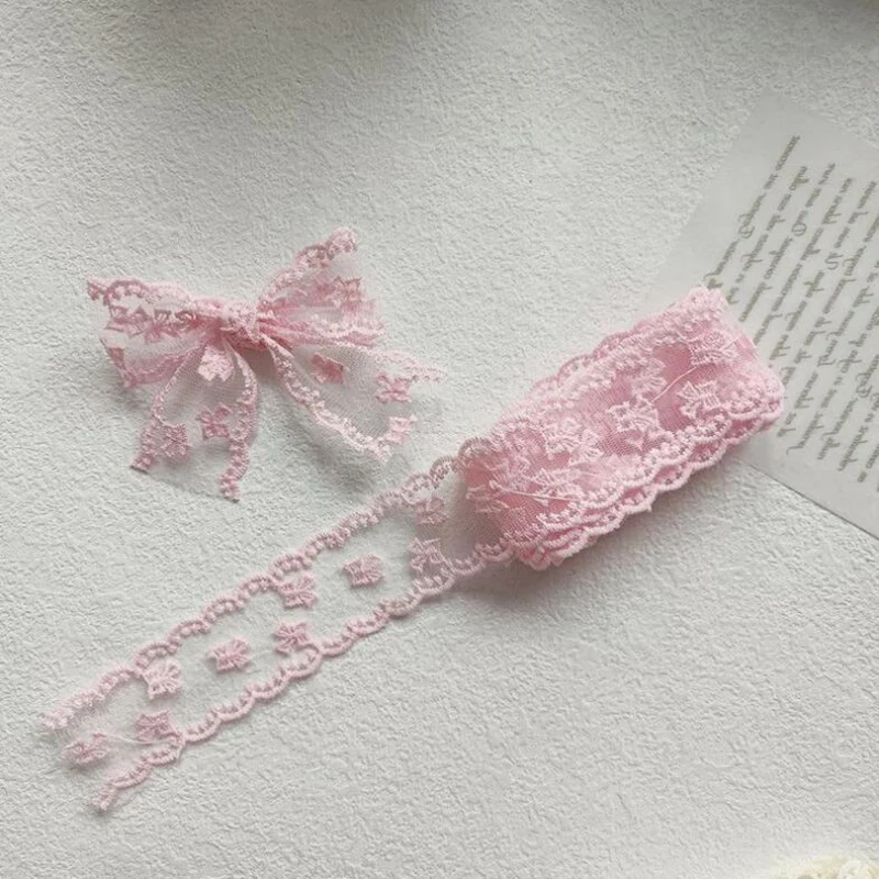 Floral Embroidery Wavy Lace Ribbon for Crafts and Sewing - 2 Yards