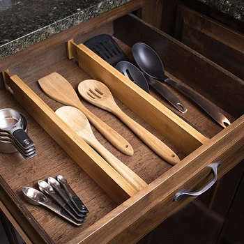 대나무 서랍 칸막이, 주방 서랍 정리함, 조절 가능한 서랍 칸막이, 트레이 보관 보드