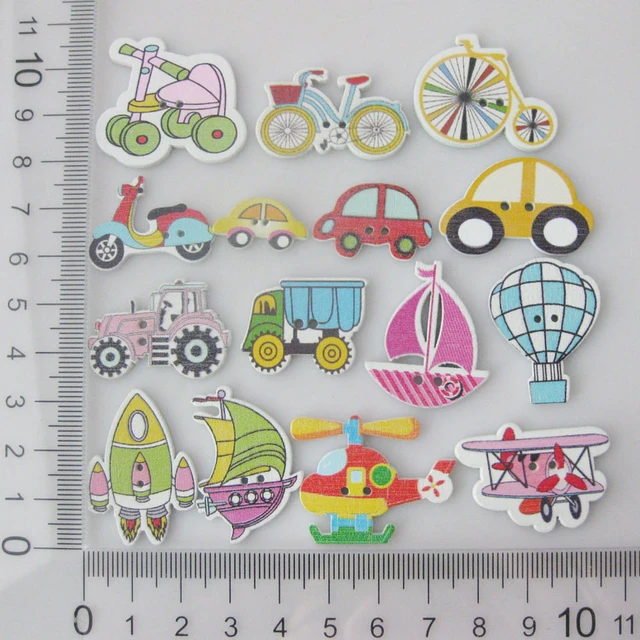 WBNKWA Various Car/Bike Mix 50Pcs Wood Children Clothes Buttons