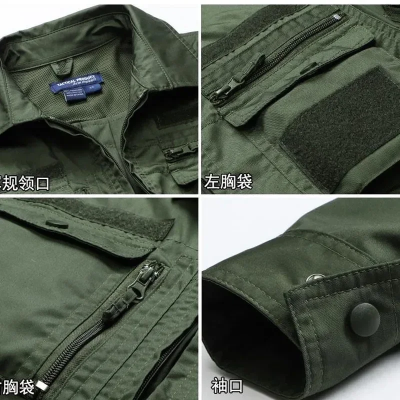 Summer Sets Mens Outdoor Breathable Multiple Pockets Combat Long Sleeve Shirts Cargo Pants Suits Male 5