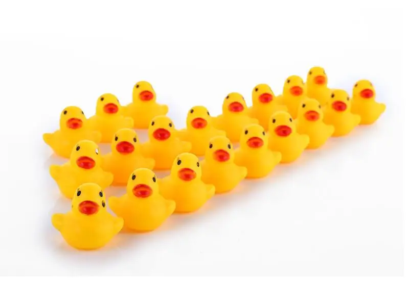1PCS Cube Squeeze-Sounding Dabbling Water Yellow Duck Mini Bath Baby Vinyl Floating Bathroom Swimming Games Christmas Toys Funny 6