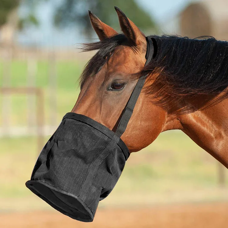 Heavy Duty Mesh Feed Bag for Horses and Mules Mesh Feeder for Horses Mesh Horse Feed Bag Durable Canvas Grain Feedbag 2