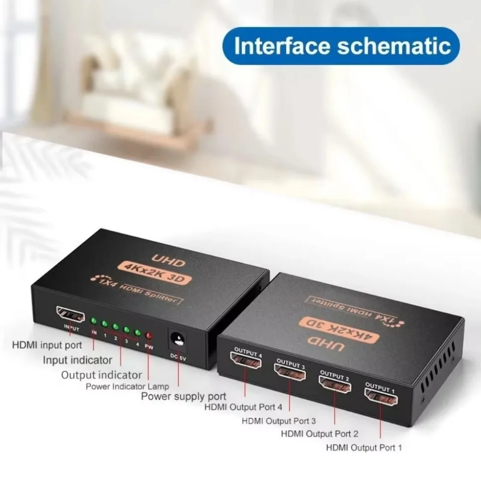 4K UHD 1x4 HDMI Splitter with 3D Support