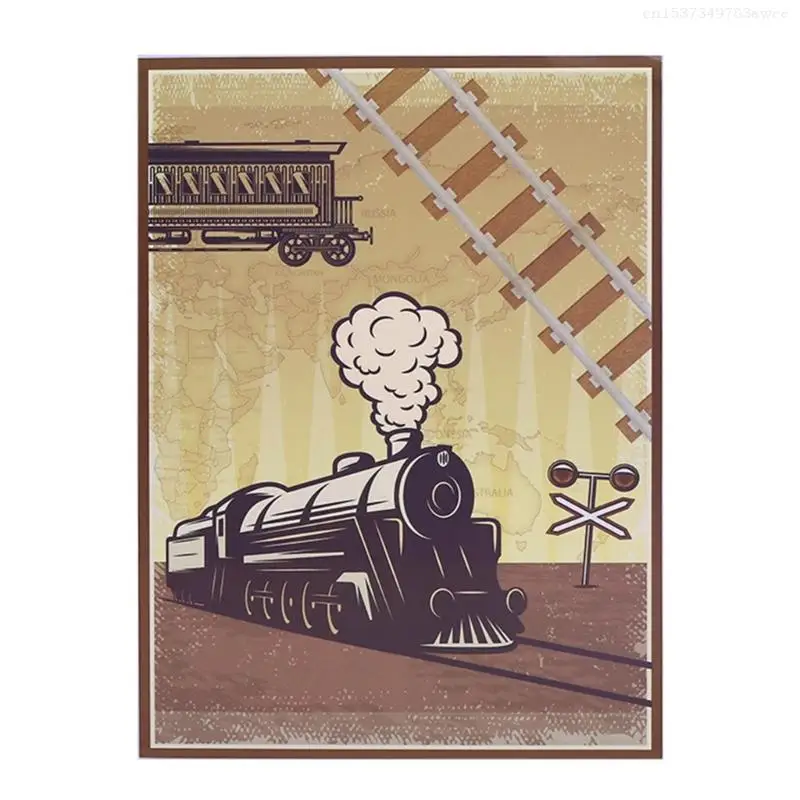 Handmade 3D Steam Train Popup Greeting Card for Special Occasion Birthday Card F0T6